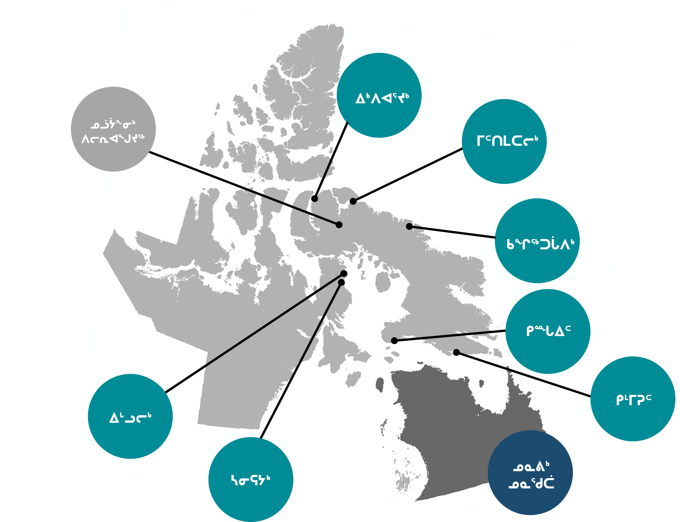 Infographic map displaying the locations of seven Nunavut communities engaged by Baffinland on the Steensby Component: Arctic Bay, Clyde River, Igloolik, Pond Inlet, Sanirajak, Kinngait, and Kimmirut. The map also highlights the Mary River Project and the Nunavik Region to the south, which Baffinland has consulted regarding the Steensby shipping route.